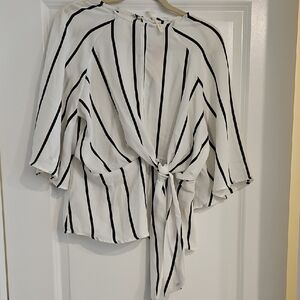 True Destiny Monochrome Striped Tie-Front Blouse